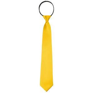Zipper Ties Pre-Tied Necktie Satin Shine Solid Color Tie Neck Yellow